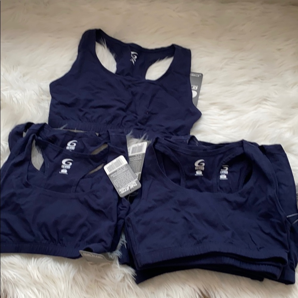 huge lot of NWT navy blue sports bras